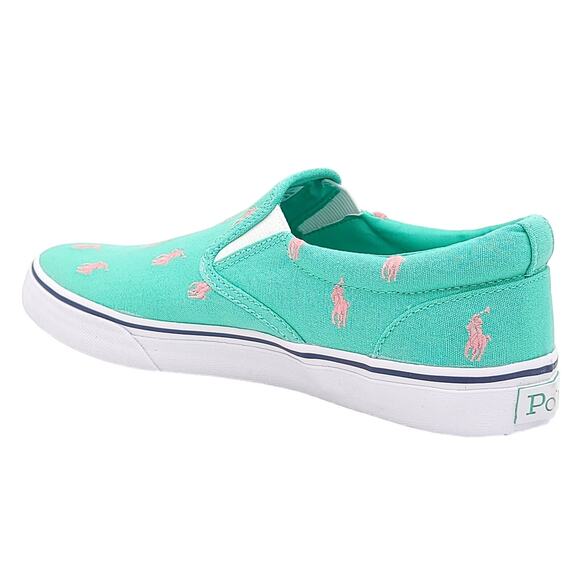 Polo Ralph Lauren Men Thompson Slip On Sneakers Size US 8.5D All Over Pony Green - Picture 3 of 6